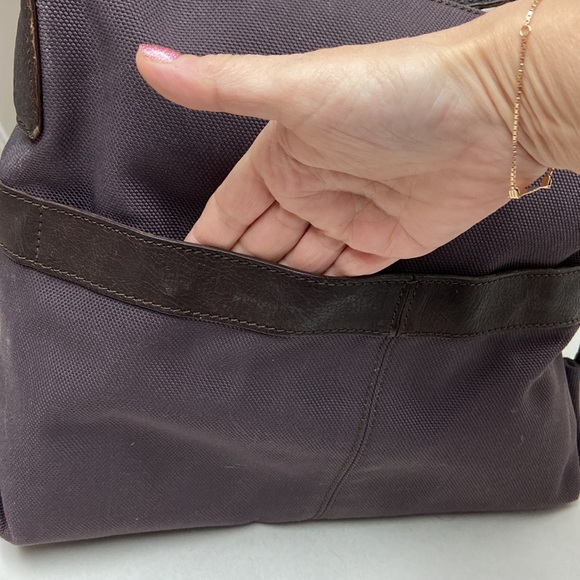 Tod’s leather and fabric purse bag - pockets and chrome hardware “T” - Picture 5 of 13